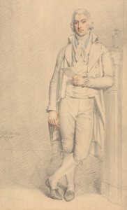 Egy úriember, teljes hosszúságú, kezében papírral és ceruzával alkotó: Samuel de Wilde