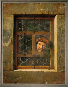 Férfi az ablakban alkotó: Samuel van Hoogstraaten