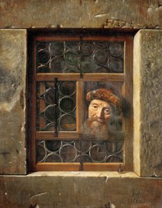 Öreg ember az ablakban - Samuel Dirksz van Hoogstraten (1627-1678). olajfestmény