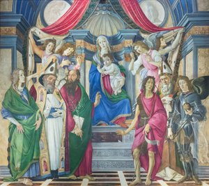 Madonna és gyermeke szentekkel trónol alkotó: Sandro Botticelli
