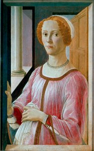 Smeralda Bandinelli Detrempe portréja fán, Alessandro di Mariano dei Filipepi, Sandro Botticelli (1445-1510) 1471 kb. V. 65x41 cm London, Nemzeti Galéria alkotó: Sandro Botticelli