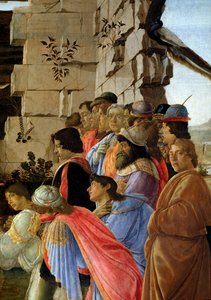 A Mágusok imádása, jobb oldalon az önarckép részlete (tempera fán alkotó: Sandro Botticelli