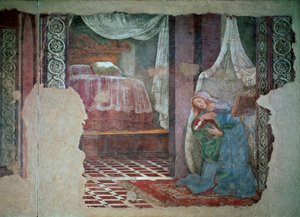 Az Angyali üdvözlet Szűza Részlet. Alessandro di Mariano dei Filipepi freskója Sandro Botticellitől (1445-1510). 1481 V. 245x535 cm Firenze, Uffizi Képtár (Irodák) alkotó: Sandro Botticelli