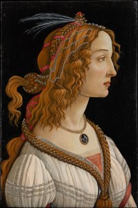 Egy hölgy idealizált portréja (Simonetta Vespucci nimfaként ábrázolva) alkotó: Sandro Botticelli