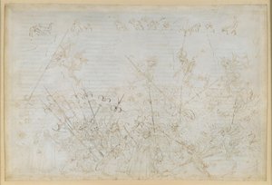 A Divina Commedia, Inferno XXII. Vergilius és Dante a pokol nyolcadik körében (Malebolge), 5. bolgia: a korruptak büntetése; Ciampolo menekülése alkotó: Sandro Botticelli