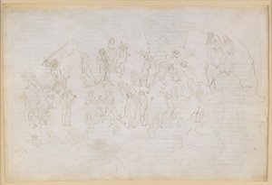 A Divina Commedia, Inferno XXVIII. Vergilius és Dante a pokol nyolcadik körében (Malebolge), 9. bolgia: az eretnekek és a viszálykeltők büntetése; találkozás Mohameddel és Bertran de Bornnal alkotó: Sandro Botticelli