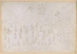 A Divina Commedia, Inferno XXVI. Vergilius és Dante a pokol nyolcadik körében (Malebolge), 8. bolgia: a hamis tanácsadók büntetése; beszélgetés Odüsszeusszal alkotó: Sandro Botticelli