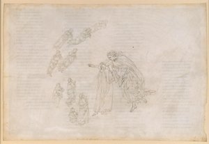 A Divina Commedia, Paradiso IV. Az első bolygószféra (a Hold égboltja): Beatrice elmagyarázza Danténak a boldogok valódi tartózkodási helyét alkotó: Sandro Botticelli