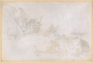 A Divina Commedia, Purgatórium XII. A Purgatórium első köre: a gőg büntetésének képei; az angyal a második körbe vezető lépcsők előtt alkotó: Sandro Botticelli
