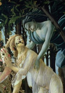 Primavera: Zephyr és Flora tempera részlete a panelen alkotó: Sandro Botticelli