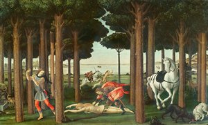 Az üldözött nő kizsigerelése: Nastagio degli Onesti története II. jelenete, 1483 körül (tempera a panelen)
