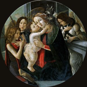 A Madonna és a gyermek Szent Jánossal és két angyallal. alkotó: Sandro Botticelli