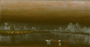 Tehenek a tóban naplementekor, 1860. alkotó: Sanford Robinson Gifford
