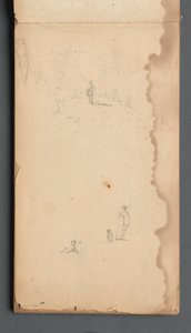 Vázlatfüzet, 02. oldal: Tájképi figura kutyával alkotó: Sanford Robinson Gifford
