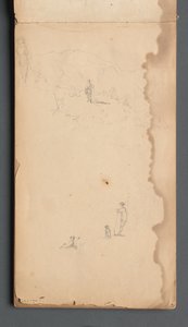 Skizzenbuch, Seite 02: Figur in einer Landschaft mit Hund alkotó: Sanford Robinson Gifford