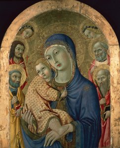 Madonna és gyermek szentekkel és angyalokkal (tempera a panelen)