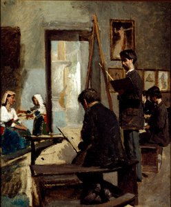 A szürke színek tanulmányozása (festőműhely) (olaj, vászon alkotó: Sante Bertelli