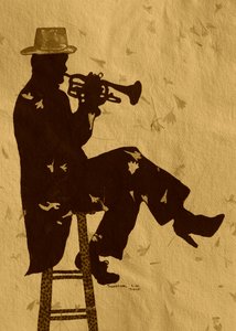 Egy lelkes trombitás sziluettje alkotó: Santhosh ch