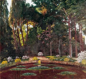 szecessziós „A kert” (Arbucies). Santiago Rusinol y (i) Prats (1861-1931) festménye, 19. század vége El Vendrell. Pau Casals Ház-múzeum.