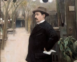 „Miguel Utrillo festő (1862-1934) portréja párizsi tartózkodása alatt” Részlet. Santiago Rusinol y (i) Prats (1861-1931) festménye 1891.
