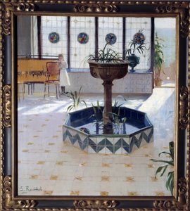 Szökőkút a verenda alatt Santiago Rusinol y (i) Prats festménye (1861-1931) 1894 Magángyűjtemény alkotó: Santiago Rusinol i Prats