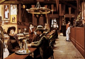 belső kávézó Montmartre-ban, Párizsban