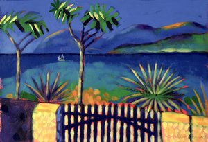 Mediterrán kert (akril a kártyán) alkotó: Sara Hayward
