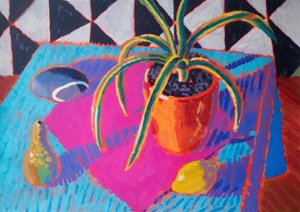 Csendélet # 38, 2024 (akril, papír) alkotó: Sara Hayward