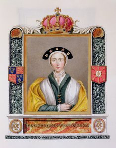 Klevei Anna (1515-57), VIII. Henrik negyedik királynéjának portréja az 1825-ben kiadott "Emlékiratok Erzsébet királyné udvaráról" című kötetből (wc és gouache, papír).