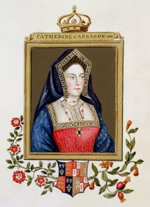 Aragóniai Katalin (1485-1536) portréja, VIII. Henrik 1. királynője az Erzsébet királynő udvarának emlékirataiból, 1825-ben (wc és gouache papíron)
