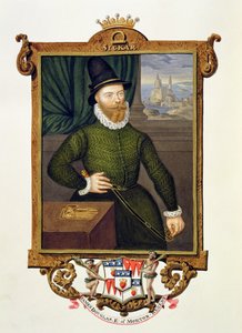 James Douglas (kb.1516-81) Morton 4. grófjának portréja az Erzsébet királynő udvarának emlékirataiból, a portré attr. után. Arnold van Brounkhorstnak (fl.1565-80), megjelent 1825-ben (wc és gouac