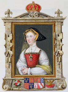 Jane Seymour (kb. 1509-37) VIII. Henrik királynő portréja az „Erzsébet királynő udvarának emlékirataiból” Hans Holbein (14978-1543) 1825-ben megjelent portréja nyomán (wc és gouache papíron)