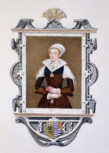 Lady Jane Gray (1537-54) „Nine-Days Queen” portréja az „Erzsébet királynő udvarának emlékei” című könyvből, 1825-ben (wc és gouache papíron)