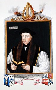 Thomas Cranmer (1489-1556), Canterbury érseke portréja az Erzsébet királynő udvarának emlékirataiból, 1825-ben (akvarell és gouache papíron) alkotó: Sarah Countess of Essex