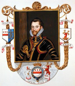 Walter Devereux (1541-76) Essex 1. grófjának portréja az Erzsébet királynő udvarának emlékirataiból, 1825-ben (akvarell és gouache papíron)