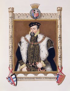 William Herbert (kb. 1506-70) Pembroke 1. grófjának portréja az Erzsébet királynő udvarának emlékirataiból, 1825-ben (wc és gouache papíron)