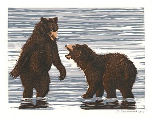 Salmon Stream Frolics, 2016 (Linómetszet)