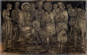 A Mágusok imádása Sassetta (1392-1450) festménye Dim 29x46 cm Marseille Dekoratív Művészeti és Divat Múzeum