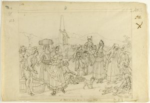 Piaci jelenet alkotó: Saverio della Gatta