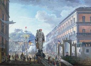 A Palazzo Reale, abban a pillanatban, amikor kivágták a Szabadságfát, és a csapatokat tömegesen az angolok irányították 1799-ben, 1800-ban