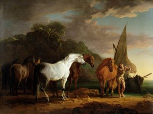 Gulliver utolsó búcsúját veszi a Houyhnhnm-ek földjéről, 1769 körül