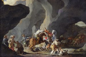 Az utazók támadása, 1634-37 körül alkotó: Sébastien Bourdon