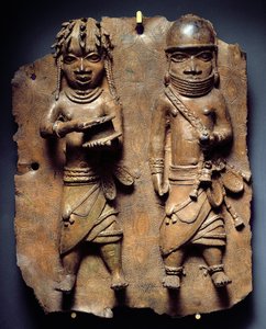 Benin plakett, rituálé az Oba misztikus erejének megerősítésére, Nigéria (réz)