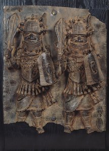 Benin emléktábla két harcossal, Nigéria alkotó: School African