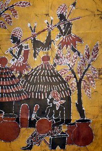 Batik technikával készült ruha, togói kézműves alkotó: School African