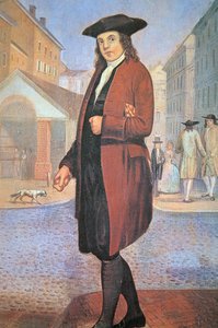 Egy fiatal Ben érkezik Philadelphiába, szegényen és éhesen, kenyérrel a hóna alatt (olaj, vászon) alkotó: School American