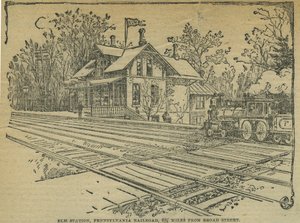 Elm állomás, West Philadelphia, Pennsylvania Railroad, USA (litho) alkotó: School American