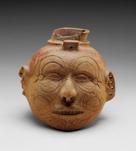 Head Effigy Vessel (piros csúszáspigmenttel ellátott edény) alkotó: School American