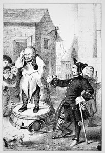 Peter Stuyvesant megbünteti Willem Wickendamot, amiért baptista prédikációt hirdetett (litho) alkotó: School American