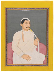 Ram Chandra Lahiri, Cooch Bewar Dewan ülő portréja (1829 - 1842, 1840 körül (átlátszatlan pigmentek arannyal a papíron) alkotó: School Bengali